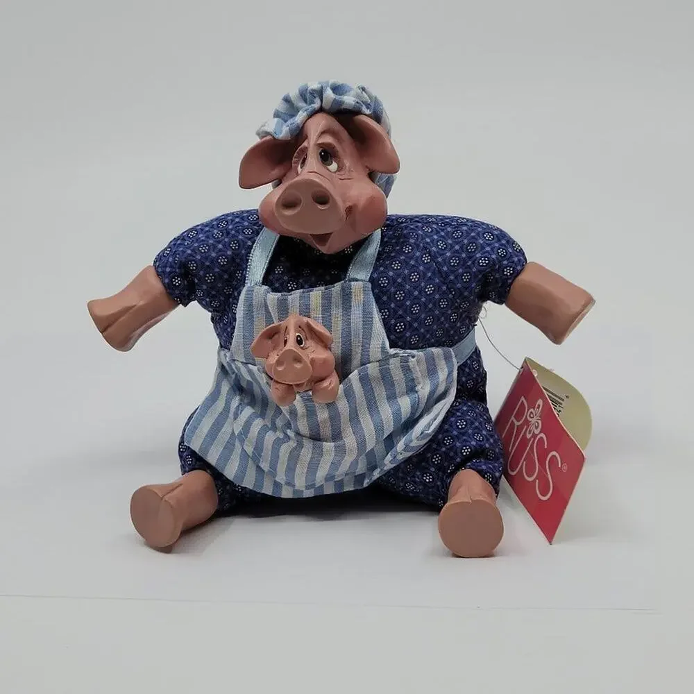 Russ Berrie K Kelly #2641 Country Pigletta mother pig w baby